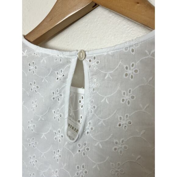 NWT DRA Los Angeles Eyelet Ruffle Short Mini Dress Women’s Sz Medium White - Picture 8 of 8